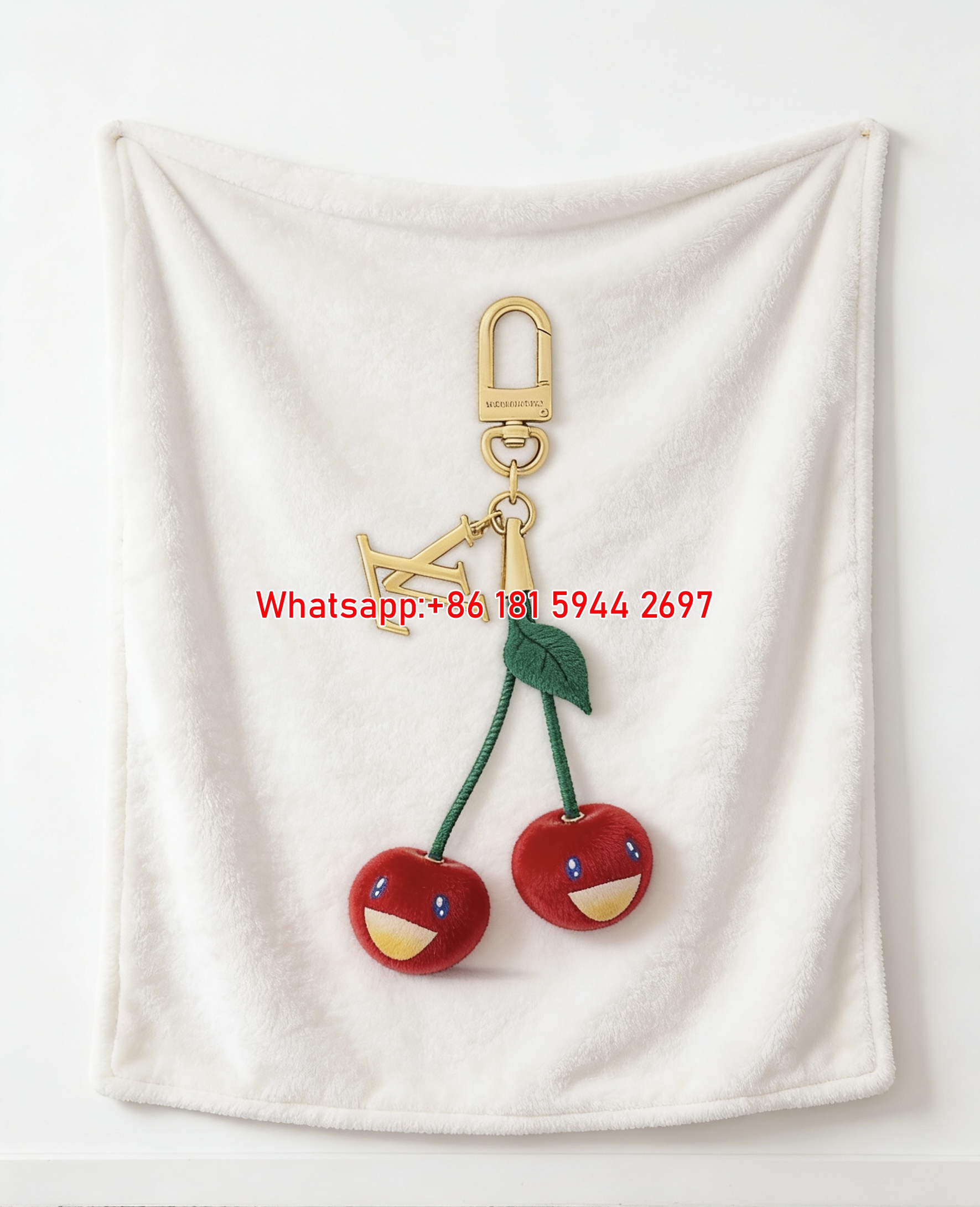 Louis Vuitton Cherry Keychain Print Blanket – Fashionable Cozy Flannel Throw 238